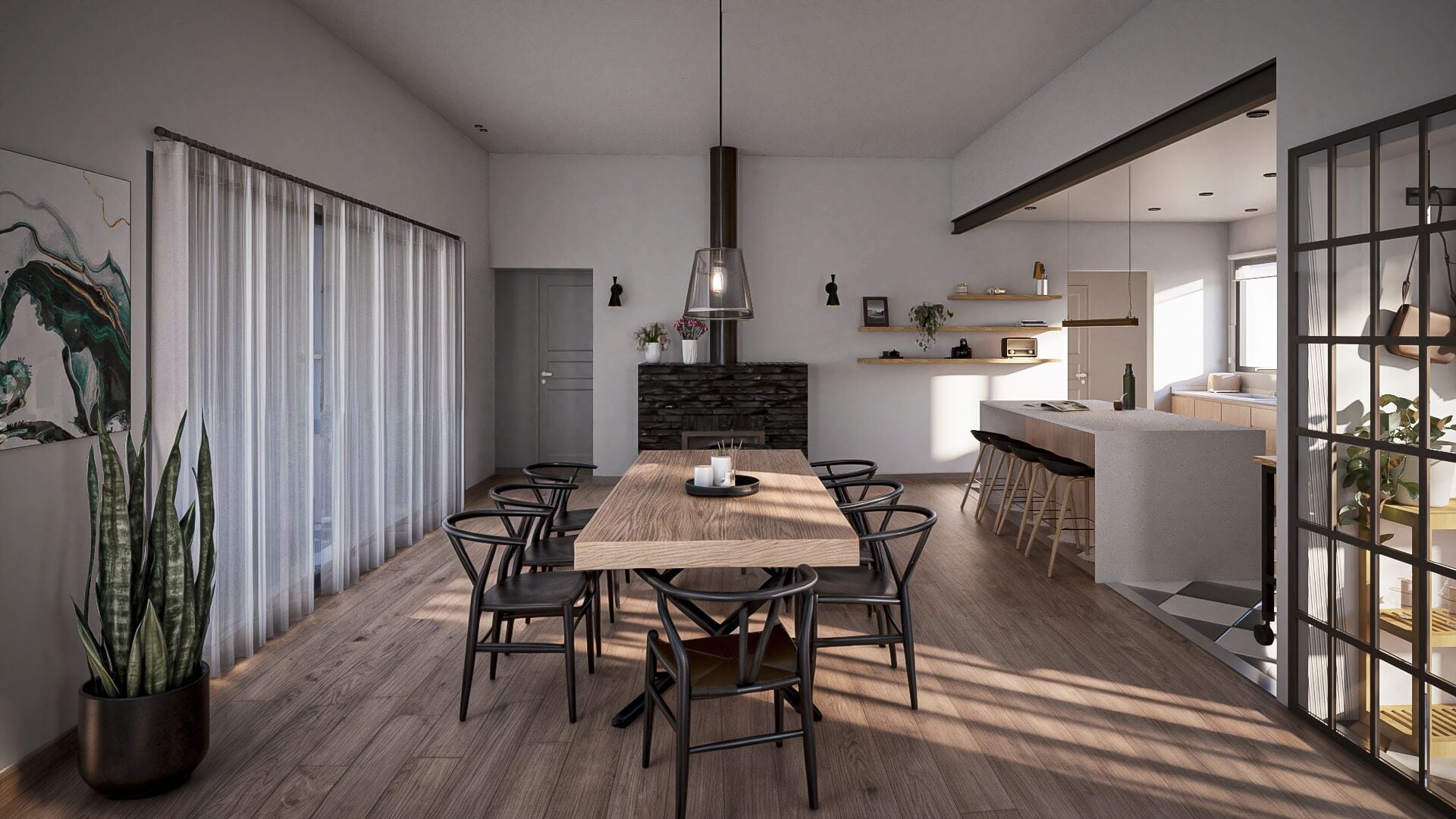 Casa Kevin — comedor estar visualizado en 3D